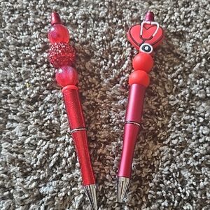 Stylish Red Beaded Pen Set